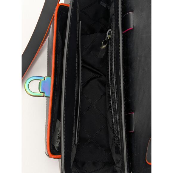 Michael Kors Manhattan Medium Contrast-Trim Leather Satchel in Black neon - Picture 9 of 16